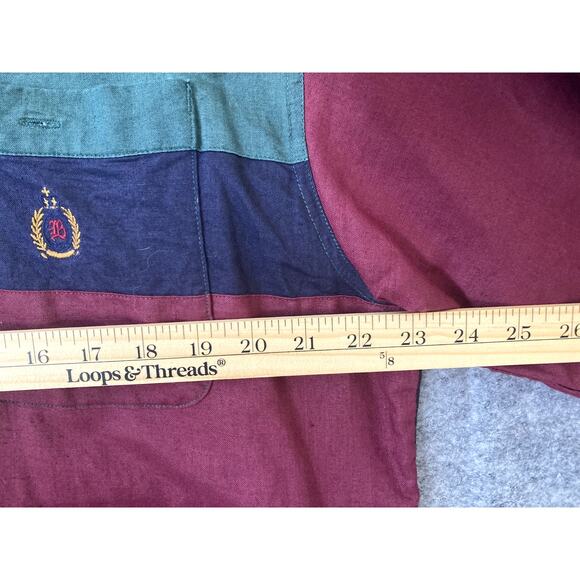 Vintage 90s Bugle Boy Shirt Mens XL Short Sleeve Collared Retro Red Blue Green - Picture 6 of 8
